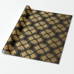 Art Deco Pattern. Seamless black and gold backgrou Wrapping Paper
