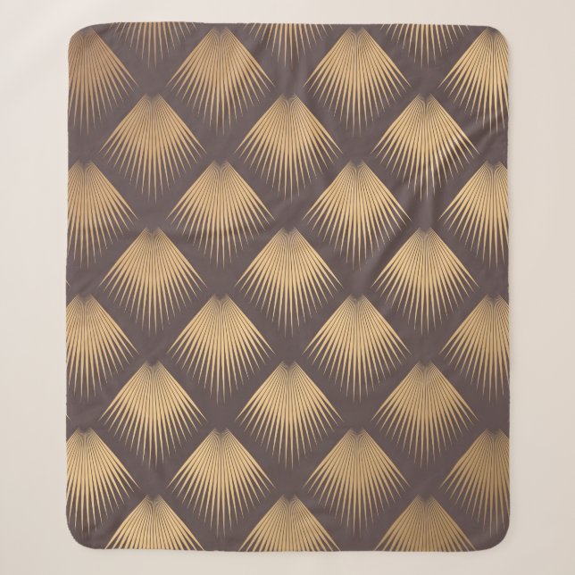 Art Deco Pattern. Seamless golden background. Mini Sherpa Blanket (Front)