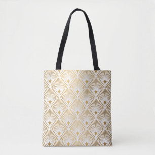 Art Deco Pattern. Seamless white and gold backgrou Tote Bag