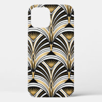 Art Deco pattern. Vintage gold black white backgro