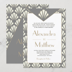 Art Deco Pattern Wedding Roaring Twenties  Vintage Invitation