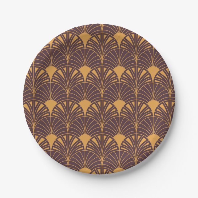 Art Deco pattern with fan-shaped motifs  Paper Plate (Front)