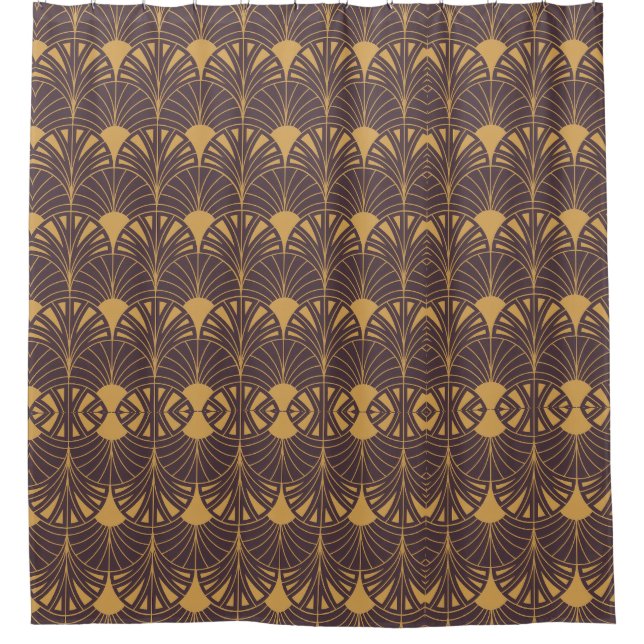 Art Deco pattern with fan-shaped motifs  Shower Curtain (Front)