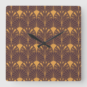 Art Deco pattern with fan-shaped motifs Square Wall Clock