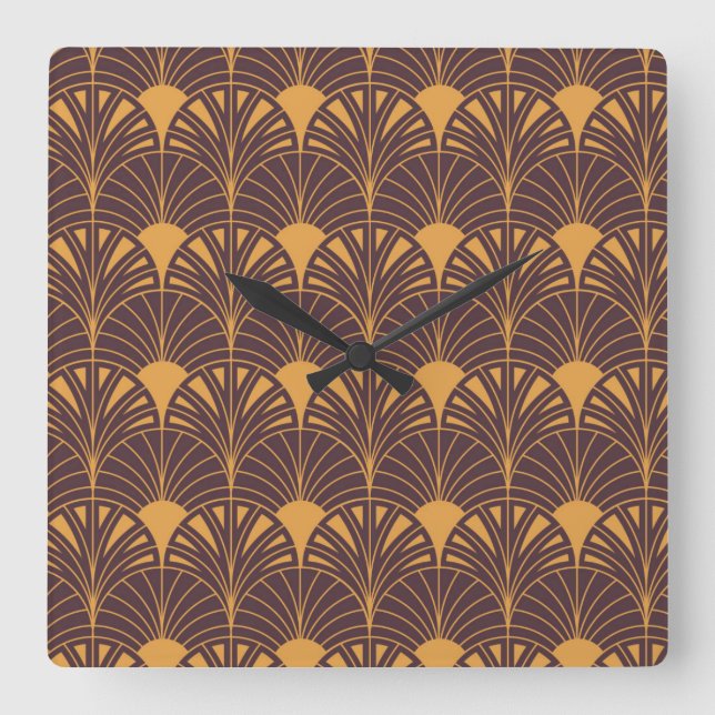 Art Deco pattern with fan-shaped motifs  Square Wall Clock (Front)