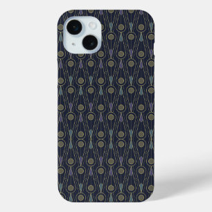 Art Deco pattern with geometric shapes in gold iPhone 15 Mini Case