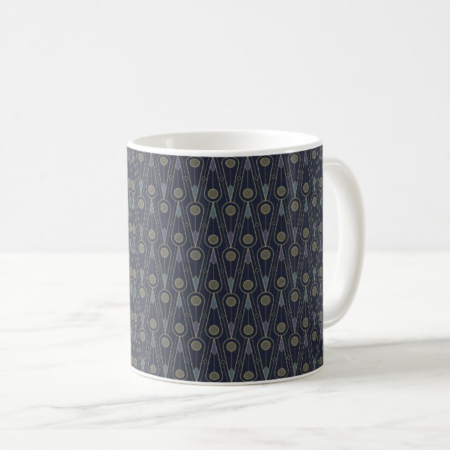 Art Deco pattern with geometric shapes in gold Coffee Mug (Front Right)