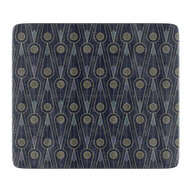 Art Deco pattern with geometric shapes in gold Cutting Board (Front)
