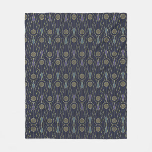 Art Deco pattern with geometric shapes in gold Fleece Blanket