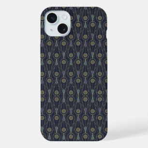 Art Deco pattern with geometric shapes in gold iPhone 15 Plus Case