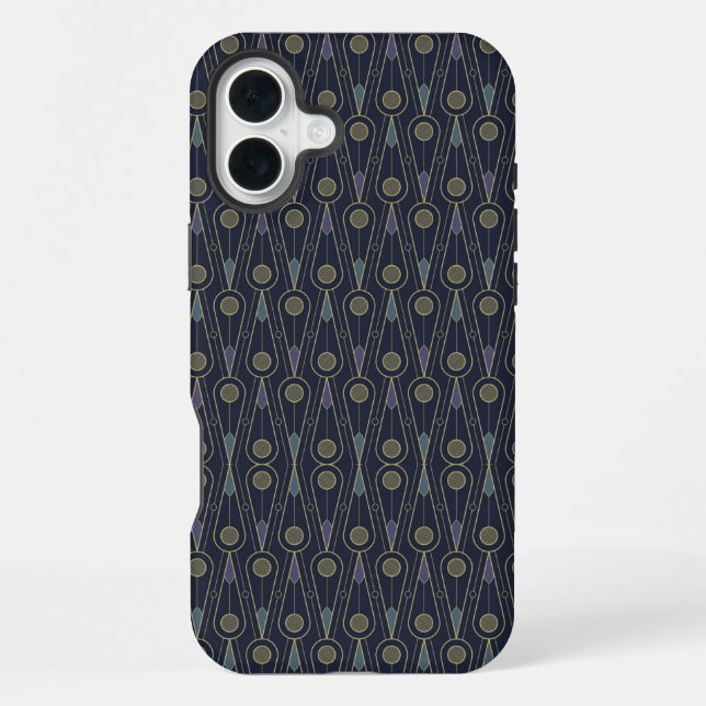 Art Deco pattern with geometric shapes in gold iPhone Case (Back)