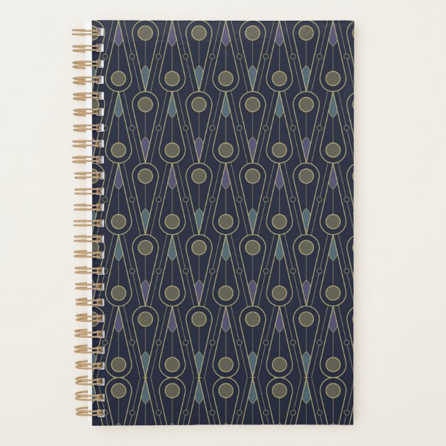 Art Deco pattern with geometric shapes in gold Planner (Front)