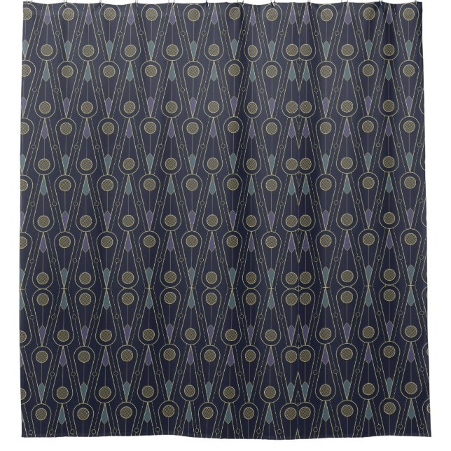 Art Deco pattern with geometric shapes in gold Shower Curtain (Front)