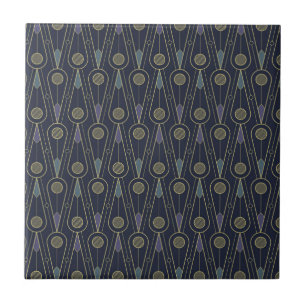 Art Deco pattern with geometric shapes in gold Tile