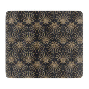 Art Deco pattern with gold floral motifs Cutting Board