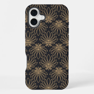 Art Deco pattern with gold floral motifs iPhone 16 Plus Case