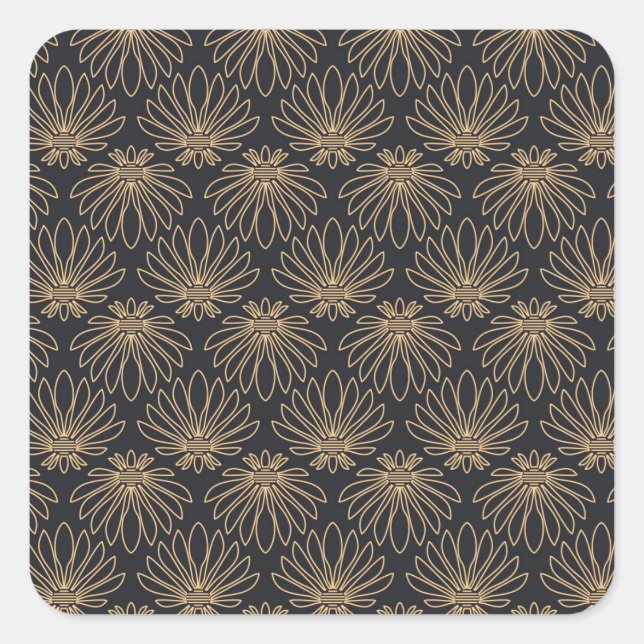Art Deco pattern with gold floral motifs  Square Sticker (Front)