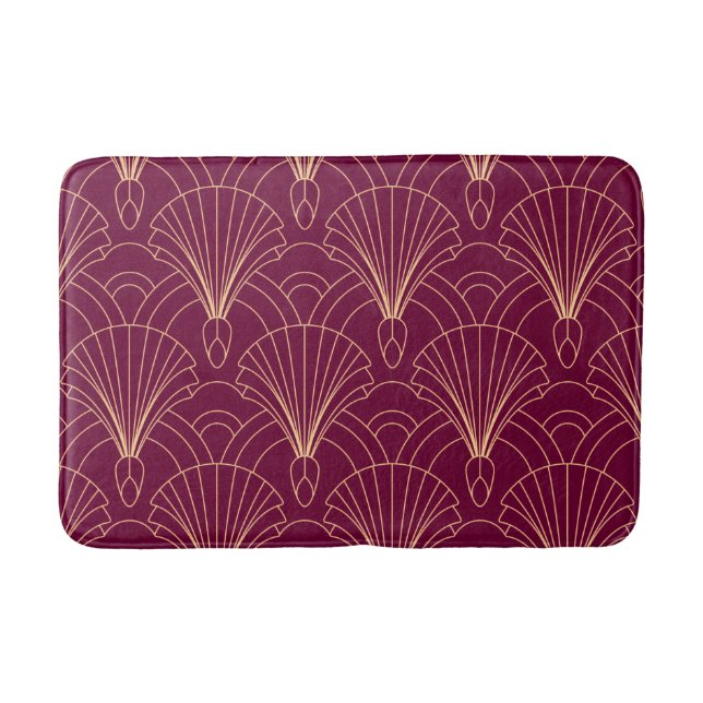 Art Deco pattern with gold geometric fan motifs  Bath Mat (Front)
