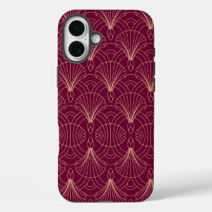 Art Deco pattern with gold geometric fan motifs  iPhone 16 Plus Case