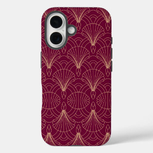 Art Deco pattern with gold geometric fan motifs  iPhone 16 Case