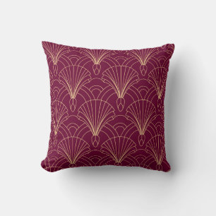 Art Deco pattern with gold geometric fan motifs  Cushion