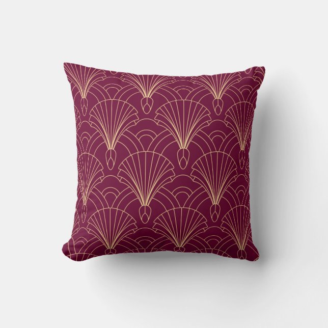 Art Deco pattern with gold geometric fan motifs  Cushion (Front)