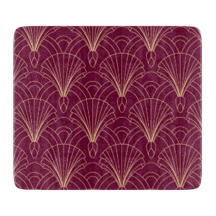 Art Deco pattern with gold geometric fan motifs Cutting Board