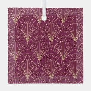 Art Deco pattern with gold geometric fan motifs Glass Tree Decoration