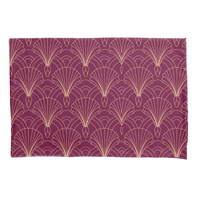Art Deco pattern with gold geometric fan motifs  Pillowcase (Front-Left)