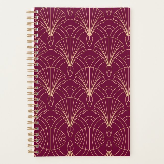 Art Deco pattern with gold geometric fan motifs  Planner (Front)