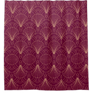 Art Deco pattern with gold geometric fan motifs  Shower Curtain
