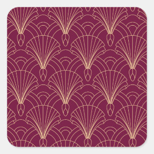 Art Deco pattern with gold geometric fan motifs  Square Sticker