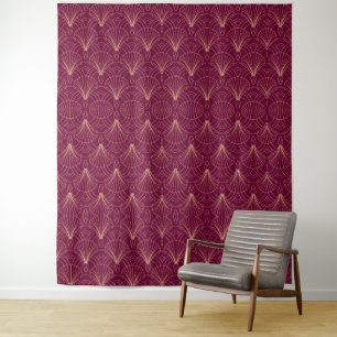 Art Deco pattern with gold geometric fan motifs Tapestry