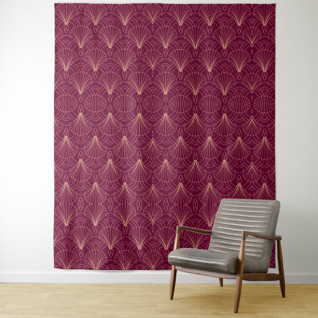 Art Deco pattern with gold geometric fan motifs  Tapestry (In Situ)