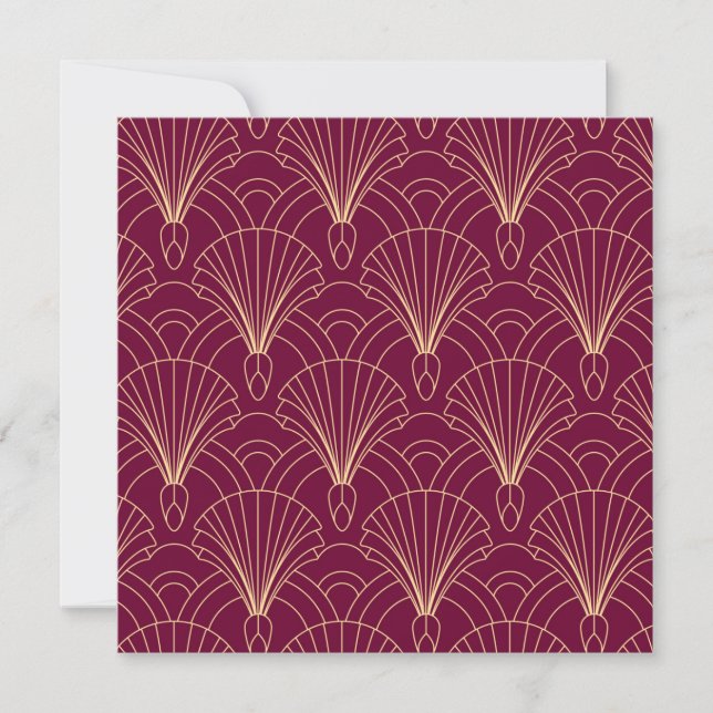 Art Deco pattern with gold geometric fan motifs  Thank You Card (Front)