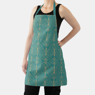 Art Deco pattern with gold geometric shapes Apron
