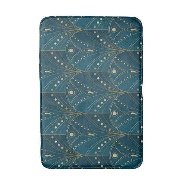 Art Deco pattern with gold geometric shapes Bath Mat (Front Vertical)