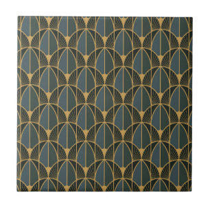 Art Deco pattern with gold geometric shapes Cerami Tile