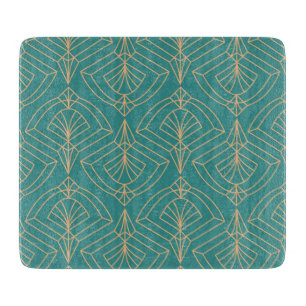 Art Deco pattern with gold geometric shapes Cutting Board