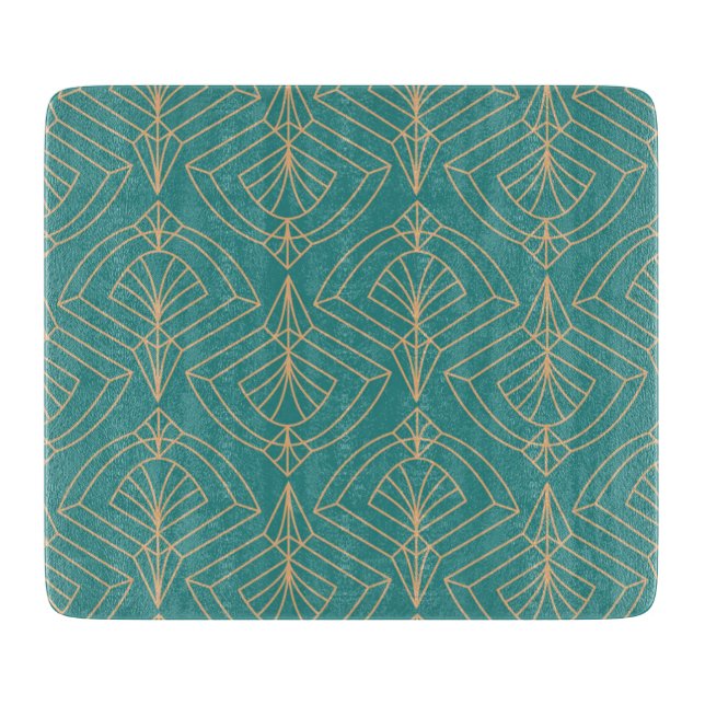 Art Deco pattern with gold geometric shapes  Cutting Board (Front)