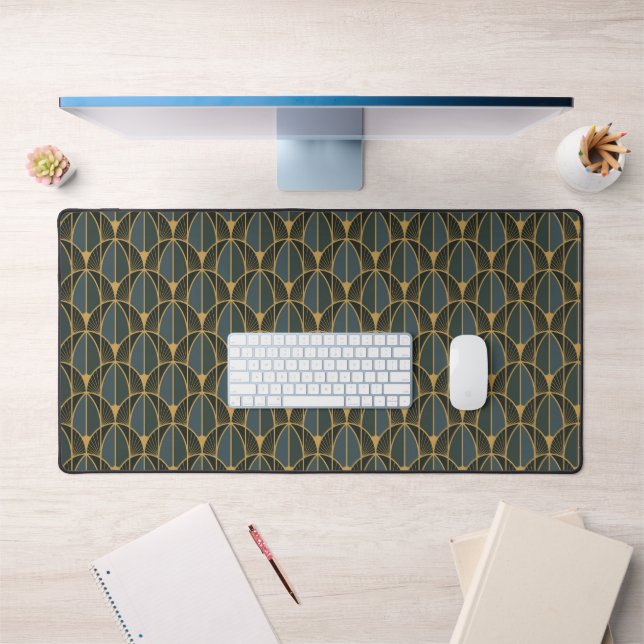 Art Deco pattern with gold geometric shapes Desk M Mat (Office 1)