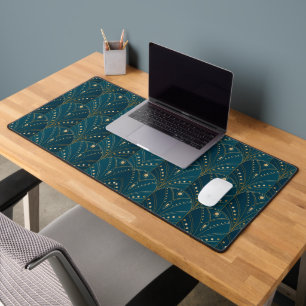Art Deco pattern with gold geometric shapes Desk Mat