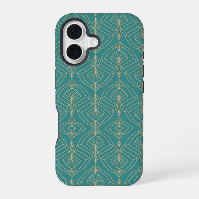 Art Deco pattern with gold geometric shapes  iPhone 16 Case (Back)