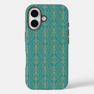 Art Deco pattern with gold geometric shapes iPhone 16 Case