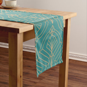 Art Deco pattern with gold geometric shapes  Short Table Runner