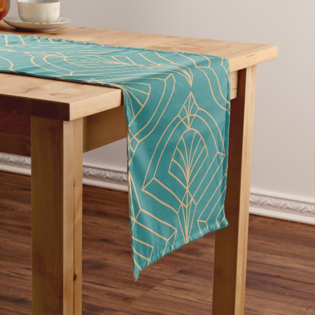 Art Deco pattern with gold geometric shapes  Short Table Runner (In Situ)