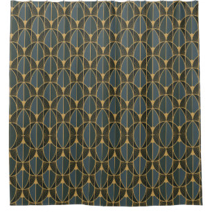 Art Deco pattern with gold geometric shapes Shower Curtain