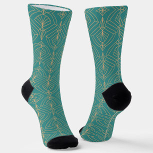 Art Deco pattern with gold geometric shapes Socks