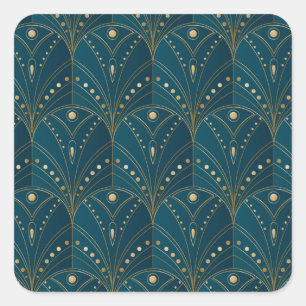 Art Deco pattern with gold geometric shapes Square Sticker