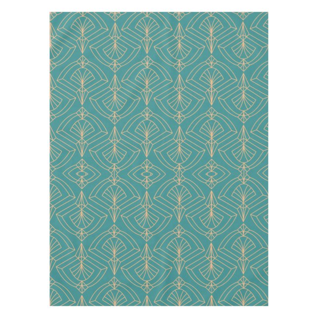 Art Deco pattern with gold geometric shapes  Tablecloth (Front)